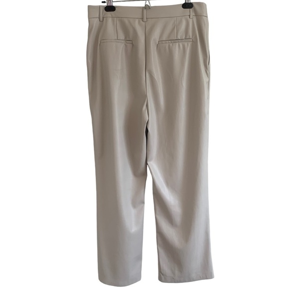 House of Harlow 1960 High Rise Cream Vegan Leather Wide Straight Leg Pants Sz 12 - Picture 7 of 11